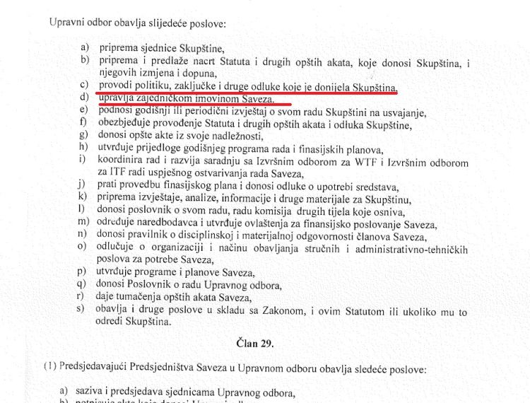 Faksimil Statuta o Upravnom odboru