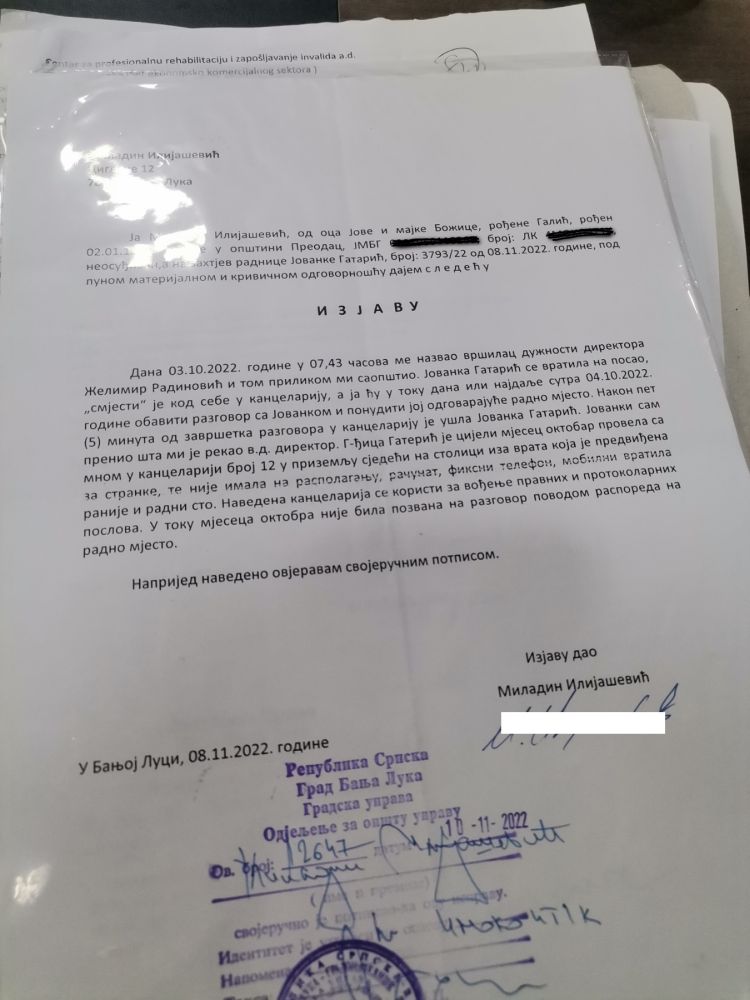 Jovanka Gataric izjava kolege miladina