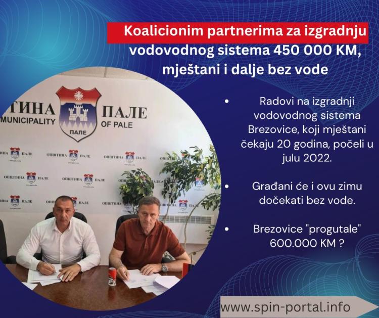 Koalicionim partnerima za izgradnju vodovodnog sistema 450 000 KM mjestani i dalje bez vode