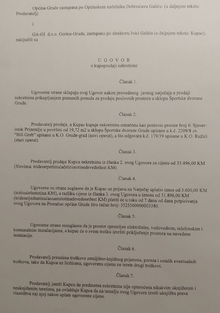 UGOVOR O KUPOPRODAJI NEKTRETNINE