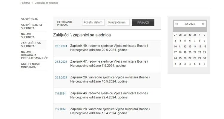 Zapisnici sjednica Vijeca ministara BiH 1024x545