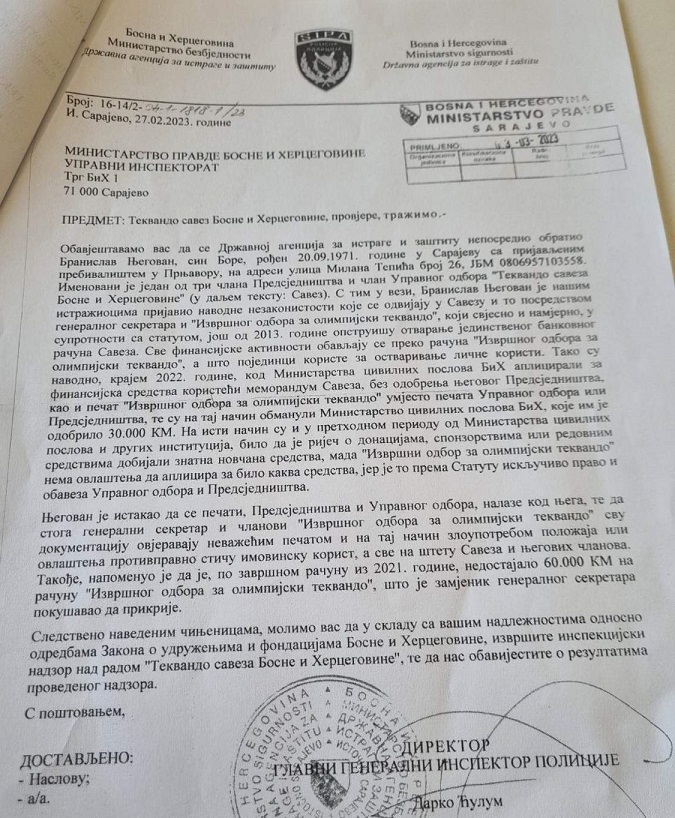 dokument direktora SIPA Darka Culuma