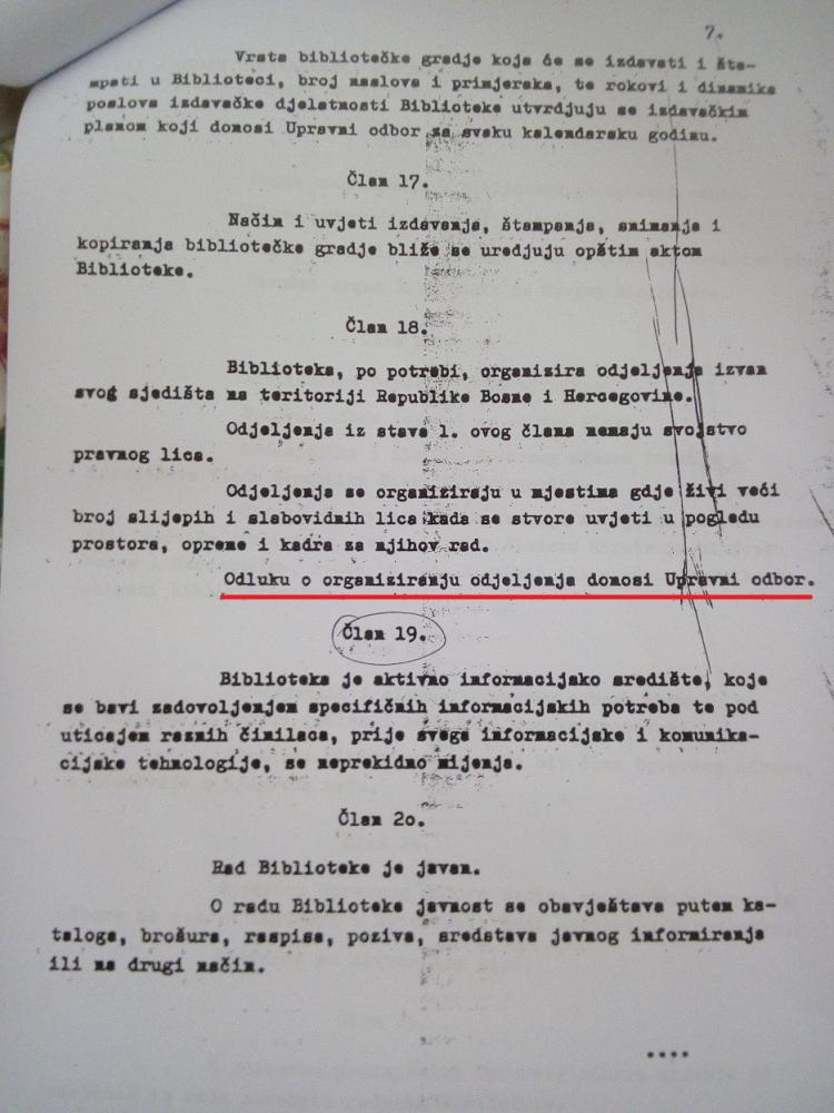 faksimil zakona o osnivanju odjeljenja