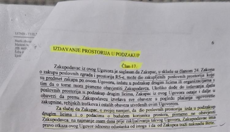 ugovor sa Bosna impex davanje u podzakup