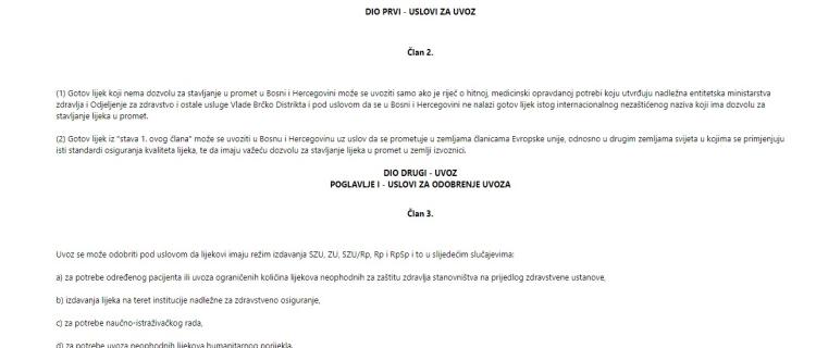 pravilnik za uvoz