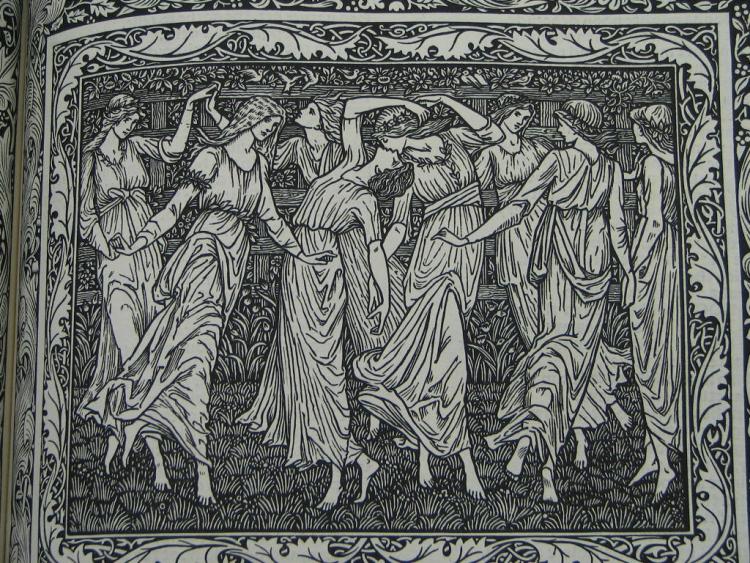 detail of dancing maidens