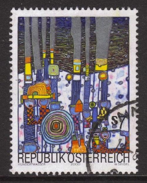 austria sg ms2566 ex 2000 hundertwasser 7s silver good fine used 23658 p