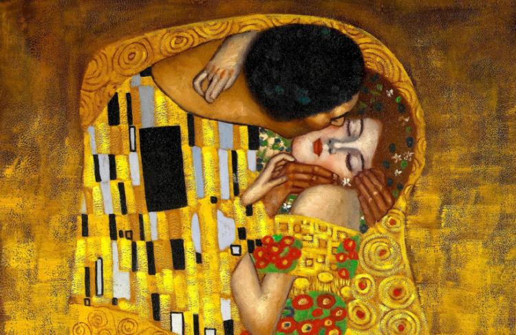 gustav klimt kiss wall mural art plain